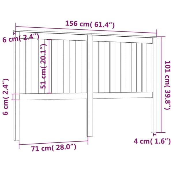 sengegærde 156x6x101 cm massivt fyrretræ