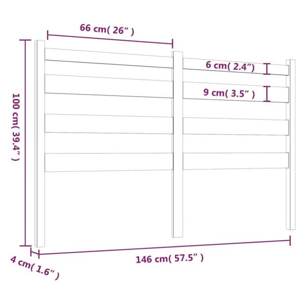 sengegavl 146x4x100 cm massivt fyrretræ