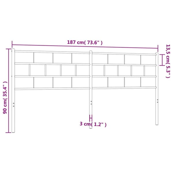 sengegavl 180 cm metal sort