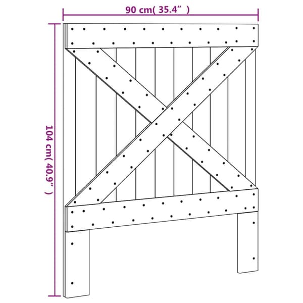 sengegavl 90x104 cm massivt fyrretræ