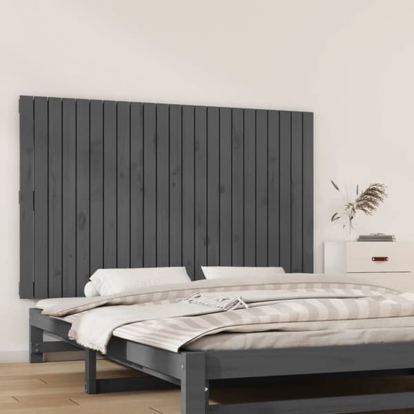 sengegavl 147x3x90 cm massivt fyrretræ grå