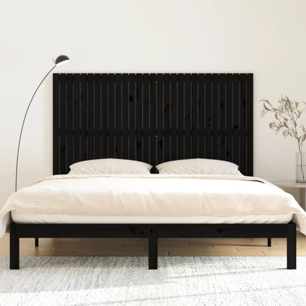 sengegavl 185x3x110 cm massivt fyrretræ sort