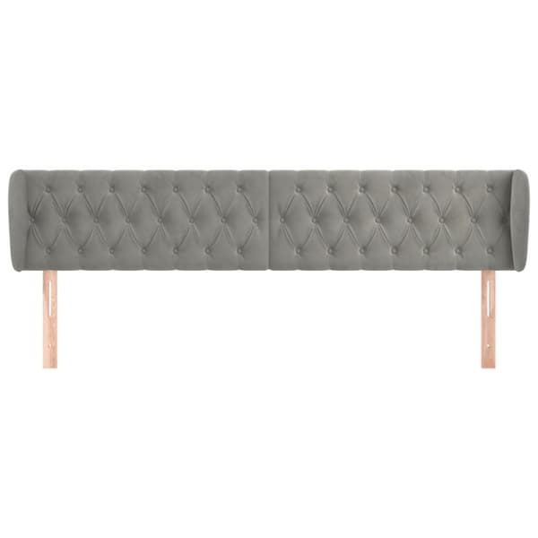 sengegavl med kanter 203x23x78/88cm fløjl lysegrå