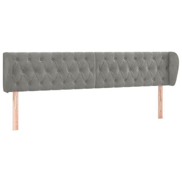 sengegavl med kanter 203x23x78/88cm fløjl lysegrå