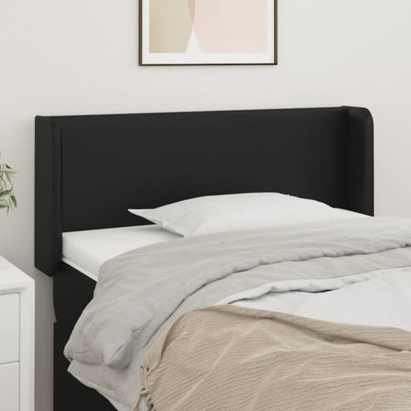 sengegavl med kanter 93x16x78/88 cm kunstlæder sort