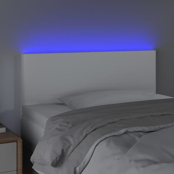 sengegavl med LED-lys 100x5x78/88 cm kunstlæder hvid
