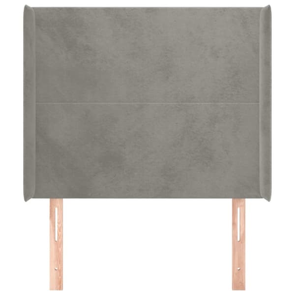 sengegavl med kanter 103x16x118/128 cm fløjl lysegrå