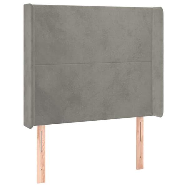 sengegavl med kanter 103x16x118/128 cm fløjl lysegrå
