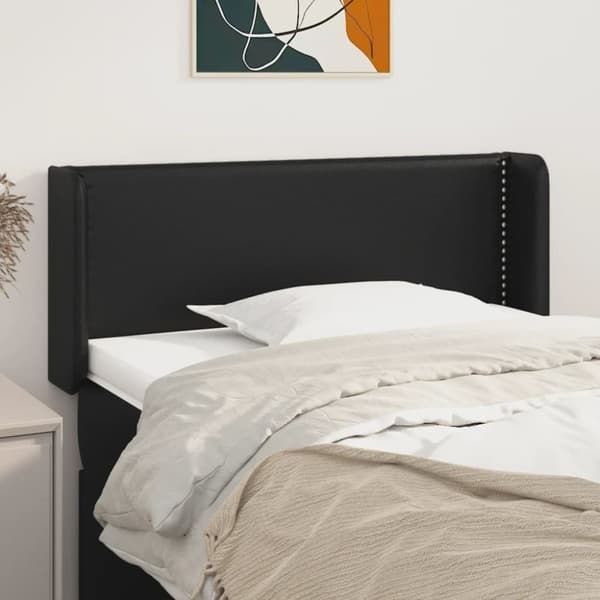sengegavl med kanter 93x16x78/88 cm kunstlæder sort