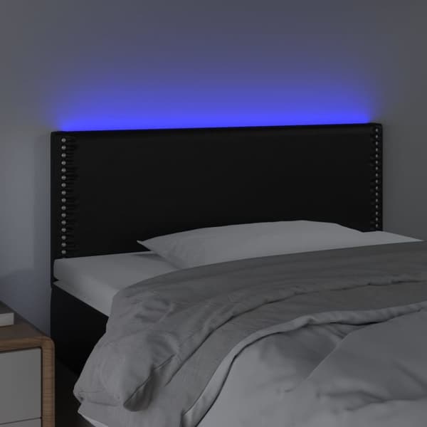 Sängyn pääty LED-valolla, musta, 90x5x78/88 cm, keinonahkaa