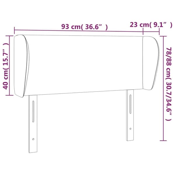 sengegavl med kanter 93x23x78/88 cm stof mørkegrå