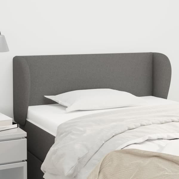 sengegavl med kanter 93x23x78/88 cm stof mørkegrå
