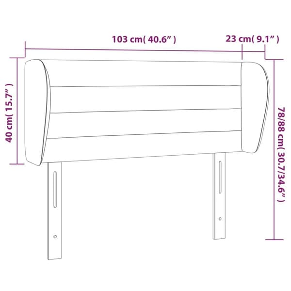 sengegavl med kanter 103x23x78/88 cm stof mørkegrå