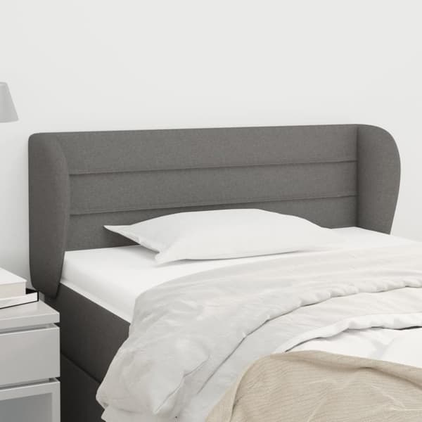 sengegavl med kanter 103x23x78/88 cm stof mørkegrå