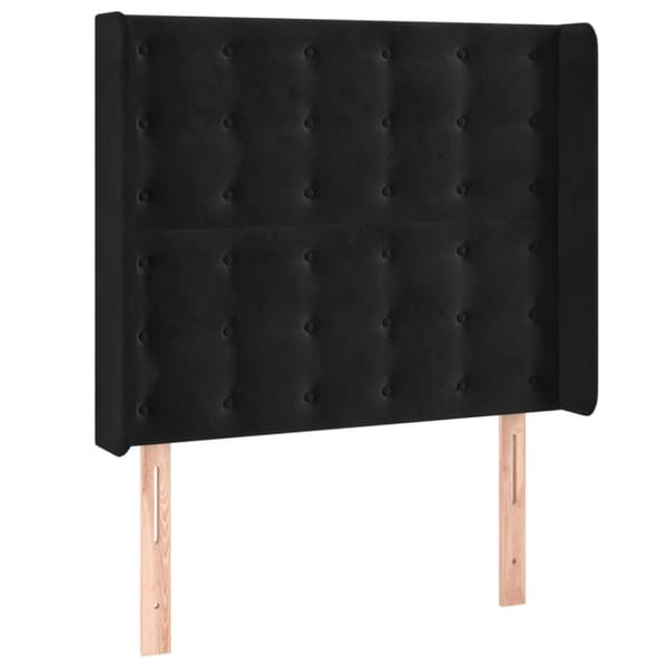 sengegavl med LED-lys 103x16x118/128 cm fløjl sort