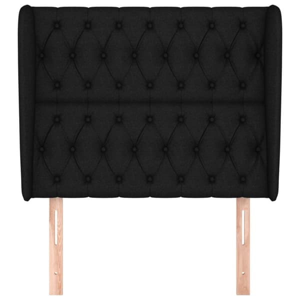 sengegavl med kanter 93x23x118/128 cm stof sort