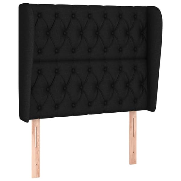 sengegavl med kanter 93x23x118/128 cm stof sort