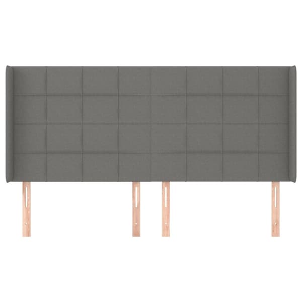 sengegavl med kanter 183x16x118/128 cm stof mørkegrå