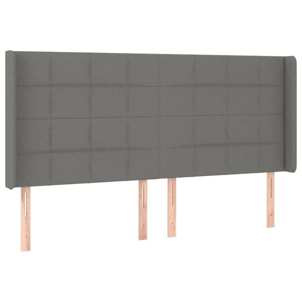 sengegavl med kanter 183x16x118/128 cm stof mørkegrå