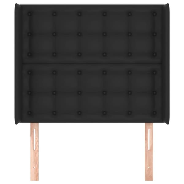 sengegavl med kanter 103x16x118/128 cm kunstlæder sort