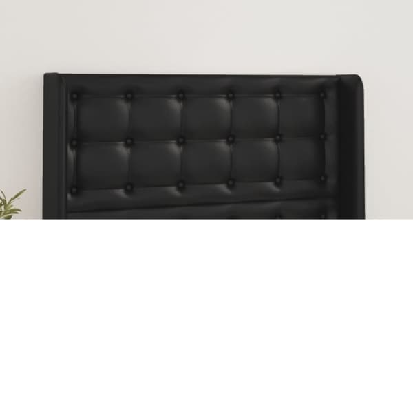 sengegavl med kanter 103x16x118/128 cm kunstlæder sort