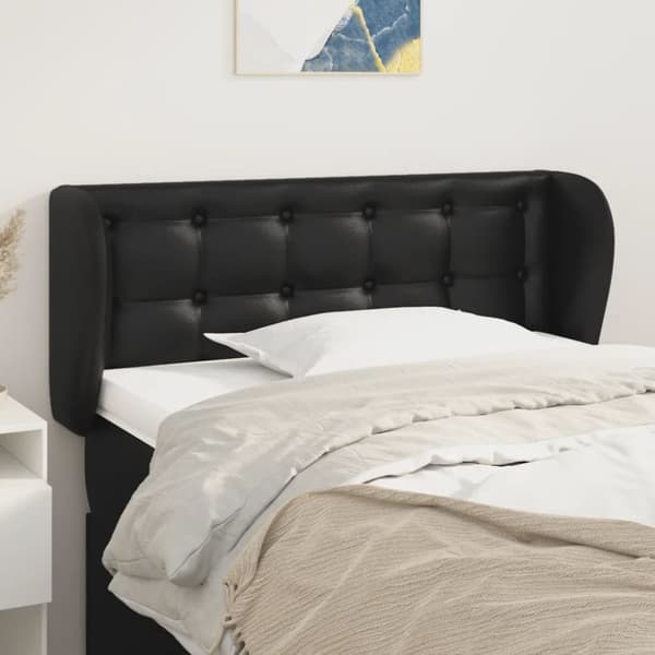 sengegavl med kanter 83x23x78/88 cm kunstlæder sort