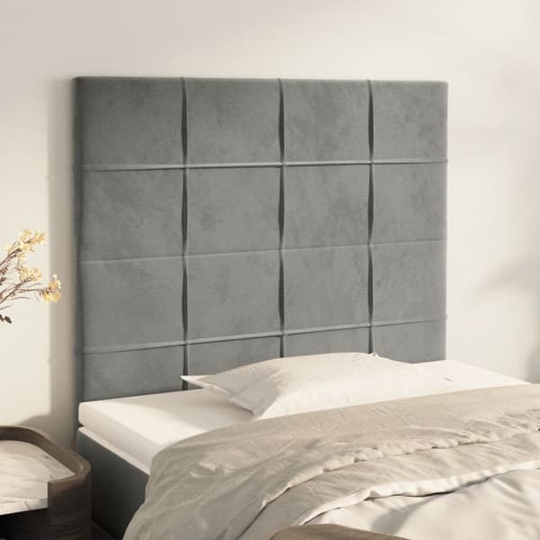 sengegavle 2 stk. 100x5x78/88 cm fløjl lysegrå