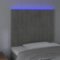 Miniatyrbillede 3 af 6: sengegavl med LED-lys 100x5x118/128 cm fløjl lysegrå