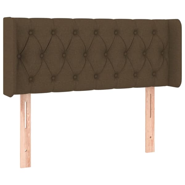 sengegavl med LED-lys 93x16x78/88 cm stof mørkebrun