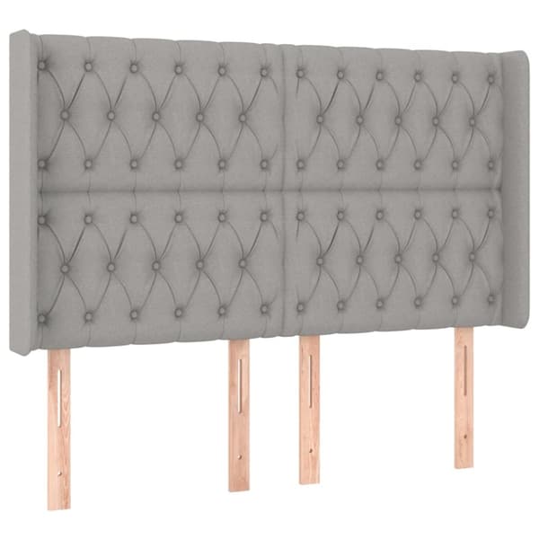 sengegavl med kanter 163x16x118/128 cm stof lysegrå