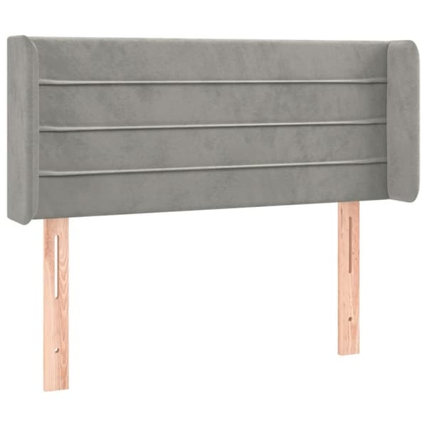 sengegavl med LED-lys 93x16x78/88 cm fløjl lysegrå