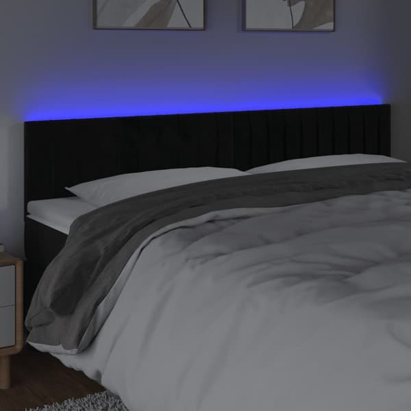 sengegavl med LED-lys 160x5x78/88 cm velour sort