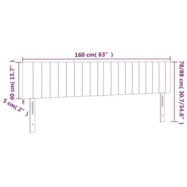 sengegavl med LED-lys 160x5x78/88 cm velour sort