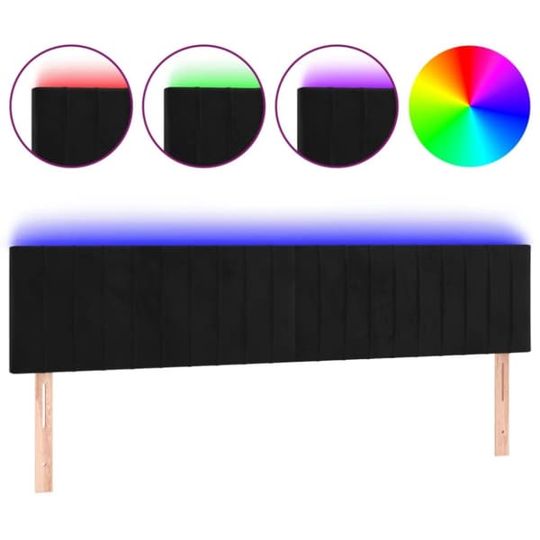 sengegavl med LED-lys 160x5x78/88 cm velour sort