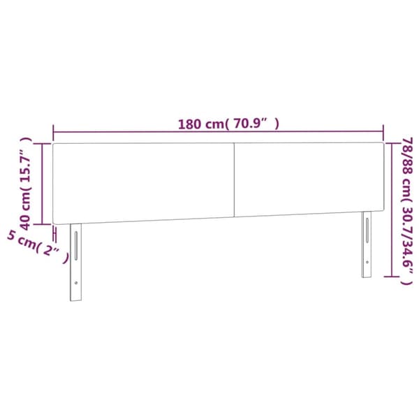 sengegavl med LED-lys 180x5x78/88 cm stof mørkegrå