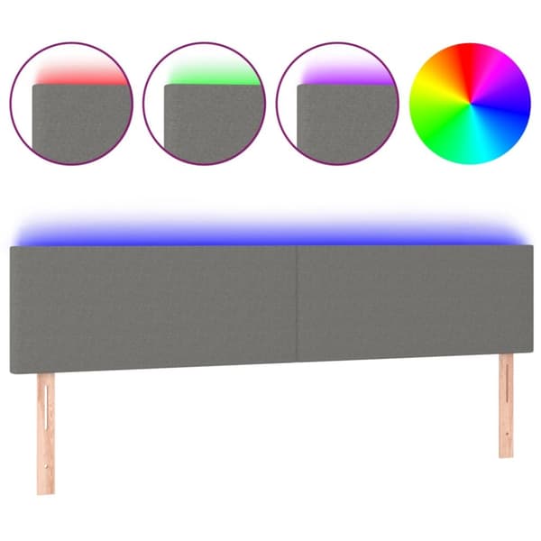 sengegavl med LED-lys 180x5x78/88 cm stof mørkegrå
