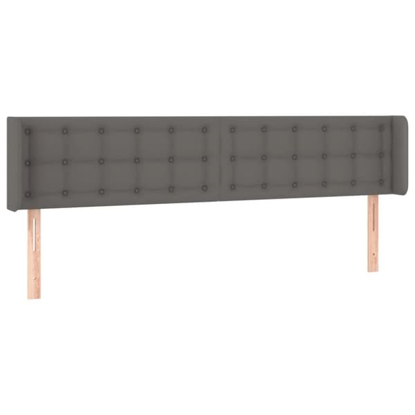 Sängyn pääty LED, harmaa, 183x16x78/88 cm keinonahkaa