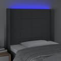 Miniatyrbillede 4 af 6: sengegavl med LED-lys 83x16x118/128 cm stof mørkegrå