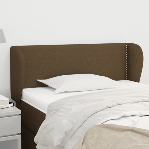 sengegavl med kanter 93x23x78/88 cm stof mørkebrun