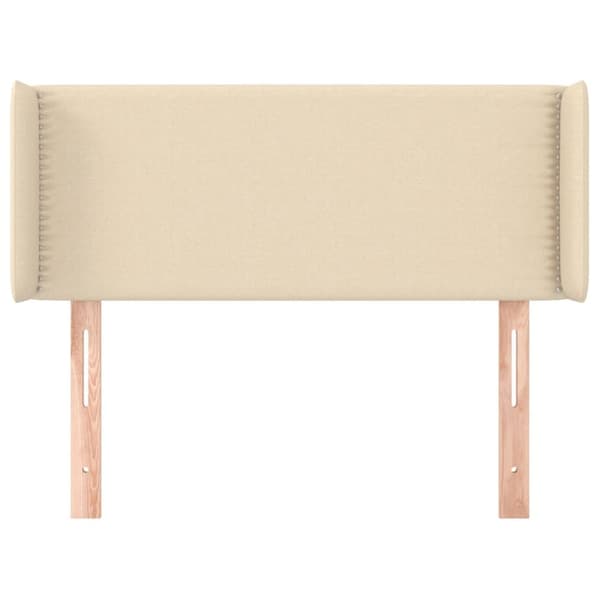 sengegavl med kanter 93x16x78/88 cm stof cremefarvet