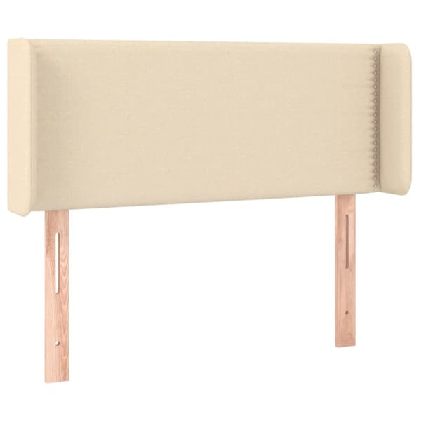 sengegavl med kanter 93x16x78/88 cm stof cremefarvet