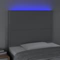 Pikkukuva 3 / 6: Sängyn pääty LED-valolla, vaaleanharmaa, 100x5x118/128 cm, kangas