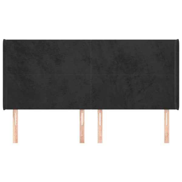 sengegavl med kanter 203x16x118/128 cm fløjl sort