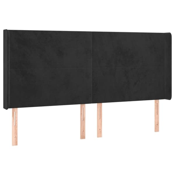 sengegavl med kanter 203x16x118/128 cm fløjl sort