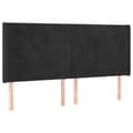 Miniatyrbillede 2 af 9: sengegavl med kanter 203x16x118/128 cm fløjl sort