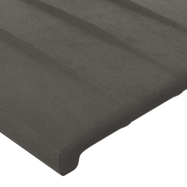 sengegavl med kanter 183x23x118/128 cm fløjl mørkegrå