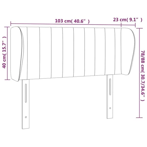 sengegavl med kanter 103x23x78/88cm stof lysegrå