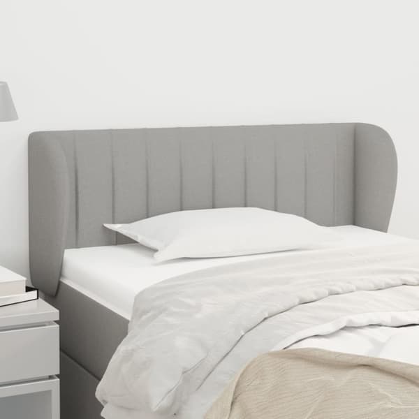 sengegavl med kanter 103x23x78/88cm stof lysegrå