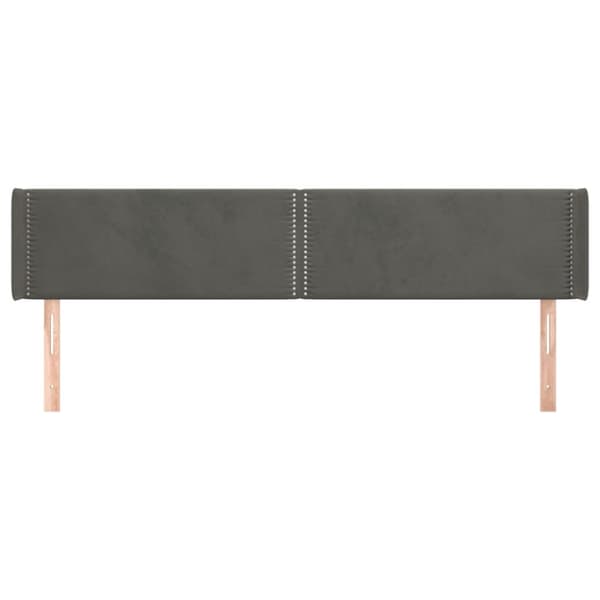 sengegavl med kanter 203x16x78/88 cm fløjl mørkegrå