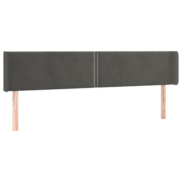 sengegavl med kanter 203x16x78/88 cm fløjl mørkegrå